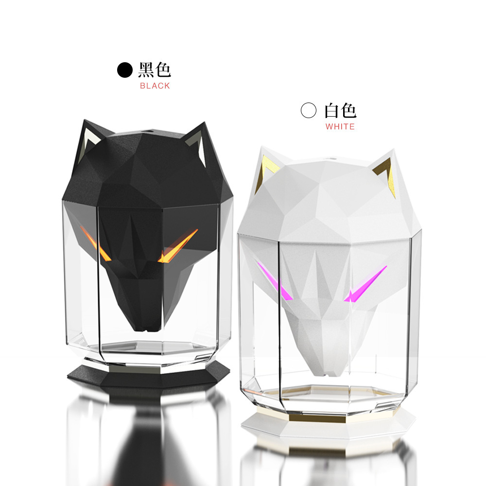 Wolf Head 650ml 加湿器 7 つのスムーズに変化する RGB カラー付き