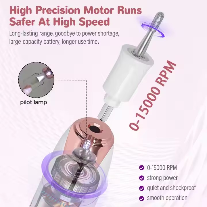ミニポータブル充電式電気最高のプロフェッショナルネイルドリルマシン 