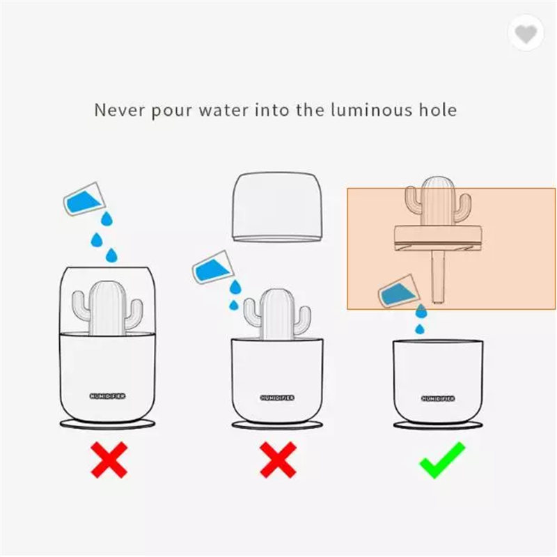 オフィス寝室ミニミュートUSB空気加湿器ナイトライト付き